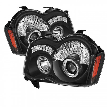 Ксеноновые фары, Spyder Auto, для Jeep Grand Cherokee 08-10, LED Halo, (Black)